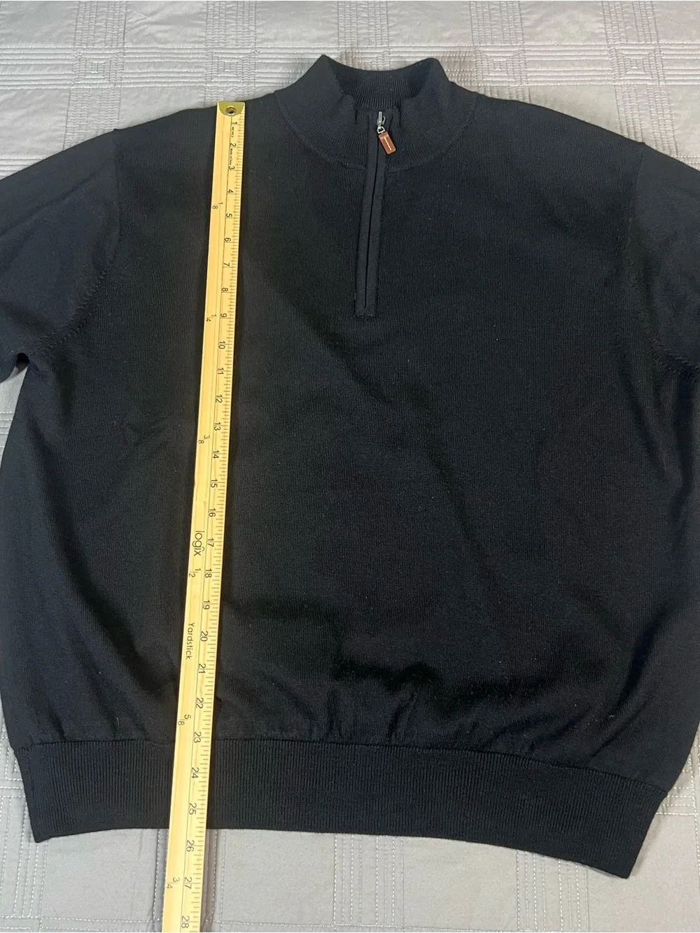 Peter Millar Sweater Mens Size L Black Merino Wool 1/4 Zip Lined Pullover Golf